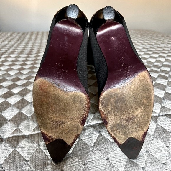 Via Spiga Black Stretch Fabric Heeled Boots with Pointed Toes Women’s Size 8 - Picture 10 of 12